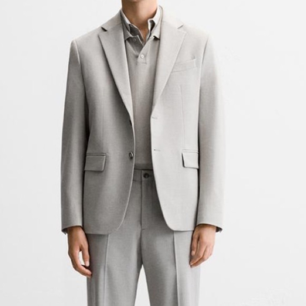 Zara Two Buttons Closure Linen Blend Gray Blazer size 42